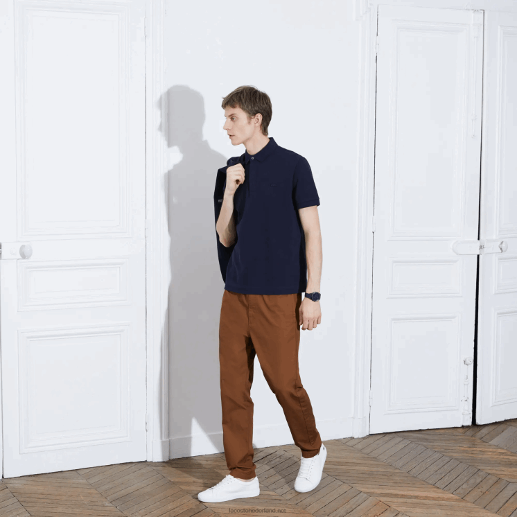 Lacoste smart paris piqué polo van stretchkatoen 0828H611 marineblauw 166 Heren