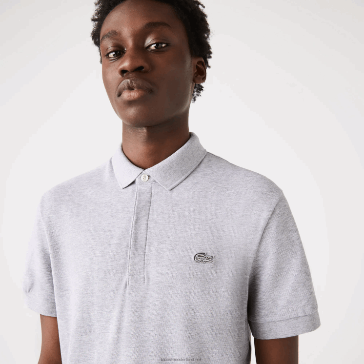 Lacoste smart paris piqué polo van stretchkatoen 0828H659 grijze chine ca Heren
