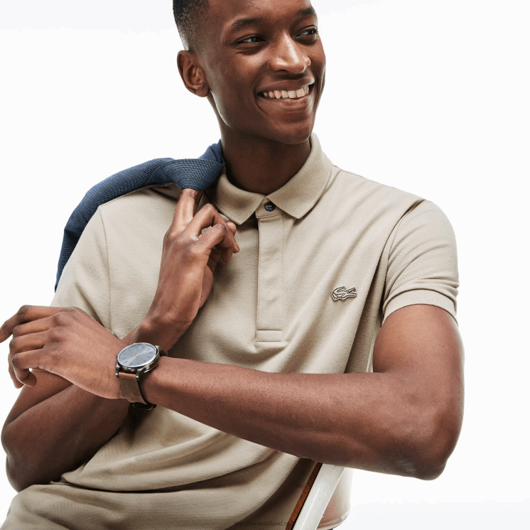 Lacoste smart paris piqué polo van stretchkatoen 0828H79 beige ae0 Heren