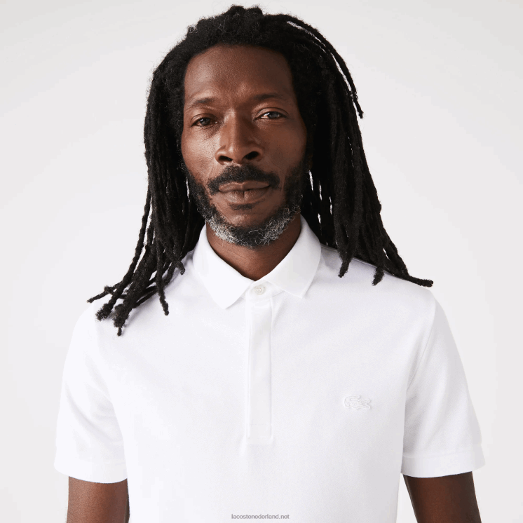 Lacoste smart paris piqué polo van stretchkatoen 0828H80 wit 001 Heren