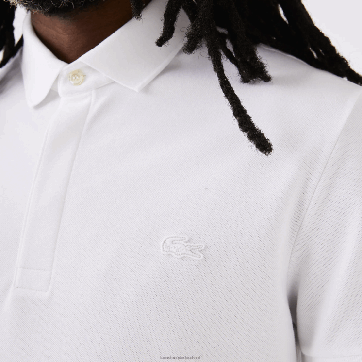 Lacoste smart paris piqué polo van stretchkatoen 0828H80 wit 001 Heren