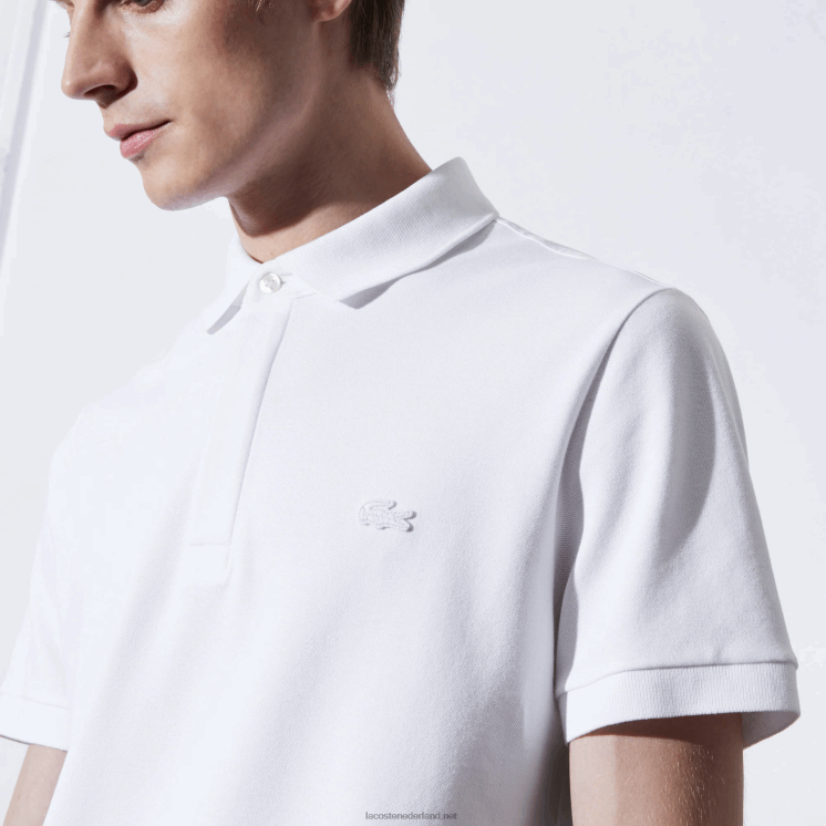 Lacoste smart paris piqué polo van stretchkatoen 0828H80 wit 001 Heren