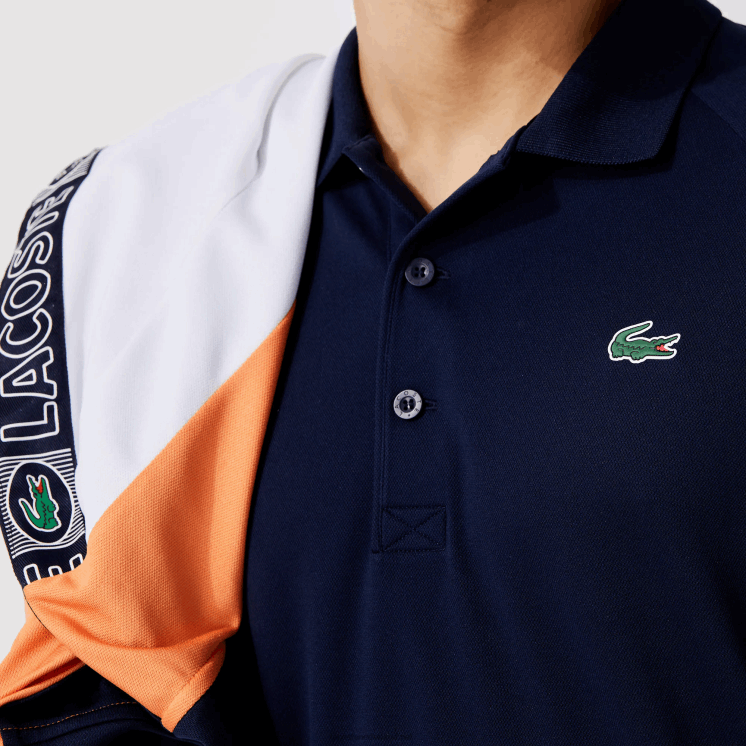 Lacoste sport ademende slijtvaste interlock polo 0828H166 marineblauw 166 Heren