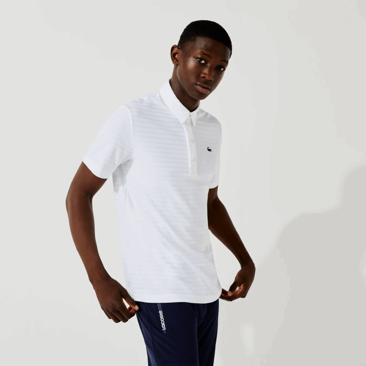 Lacoste sport getextureerde ademende golfpolo 0828H69 wit 001 Heren
