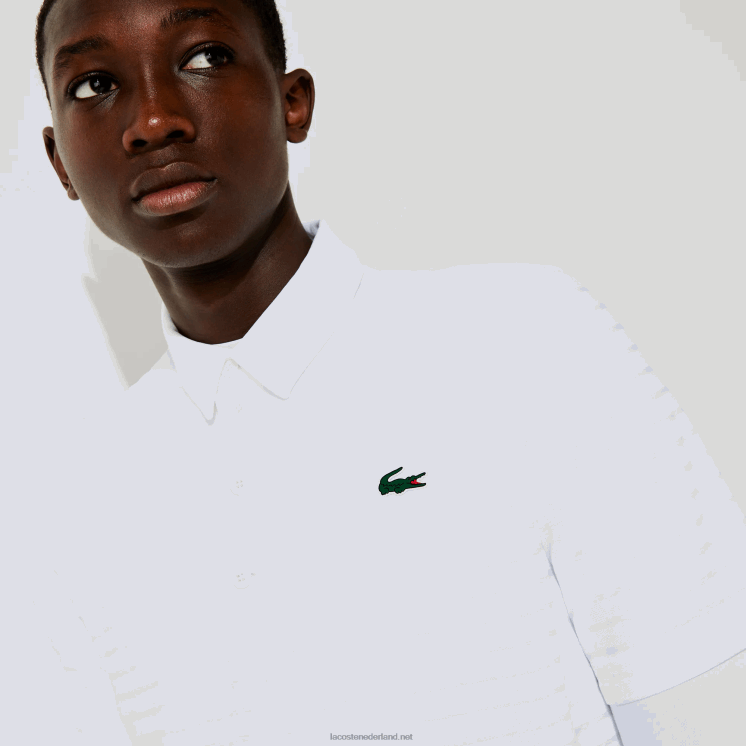 Lacoste sport getextureerde ademende golfpolo 0828H69 wit 001 Heren