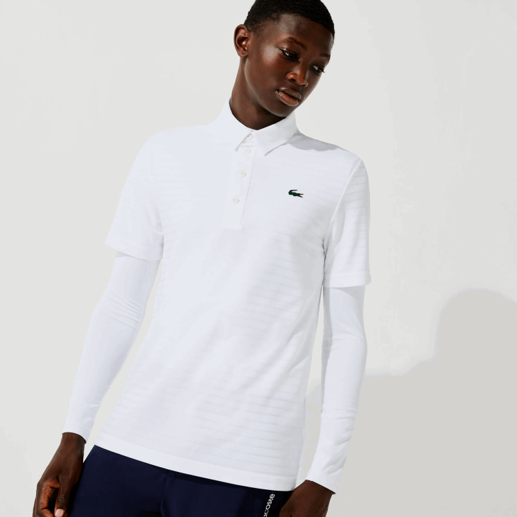 Lacoste sport getextureerde ademende golfpolo 0828H69 wit 001 Heren