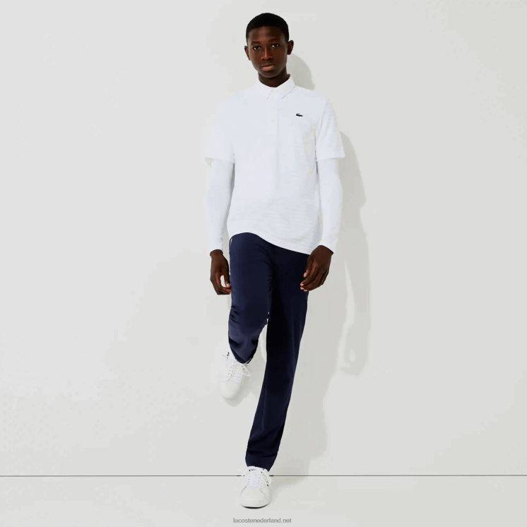 Lacoste sport getextureerde ademende golfpolo 0828H69 wit 001 Heren