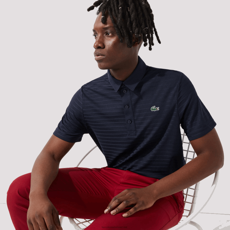 Lacoste sport getextureerde ademende golfpolo 0828H70 marineblauw 166 Heren