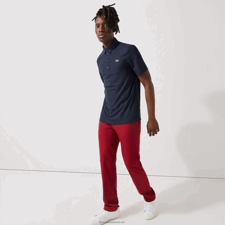 Lacoste sport getextureerde ademende golfpolo 0828H70 marineblauw 166 Heren