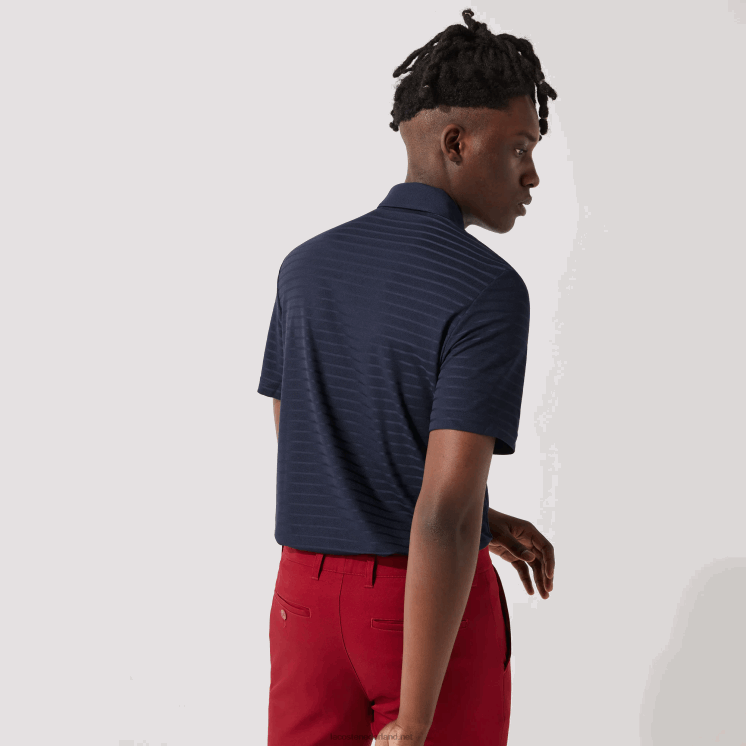 Lacoste sport getextureerde ademende golfpolo 0828H70 marineblauw 166 Heren