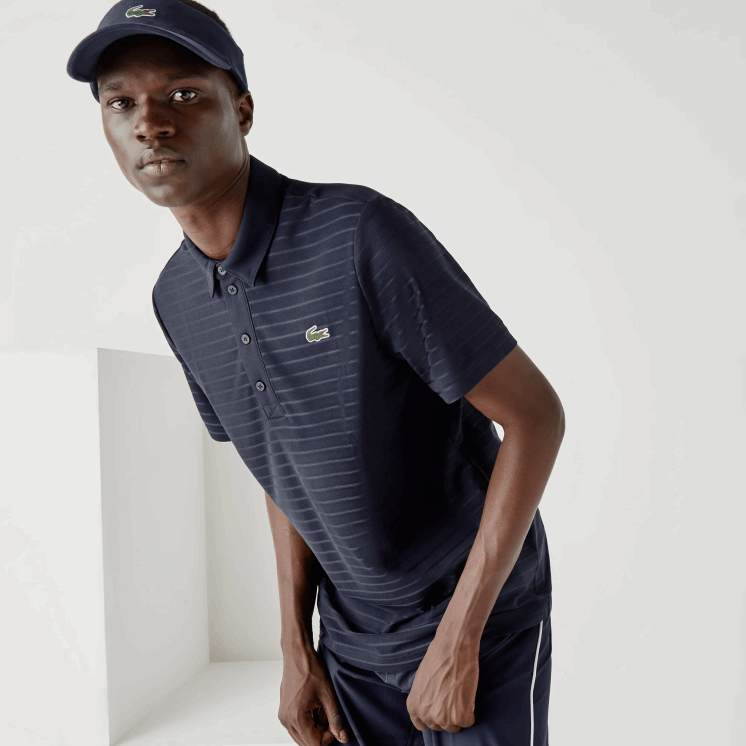Lacoste sport getextureerde ademende golfpolo 0828H70 marineblauw 166 Heren