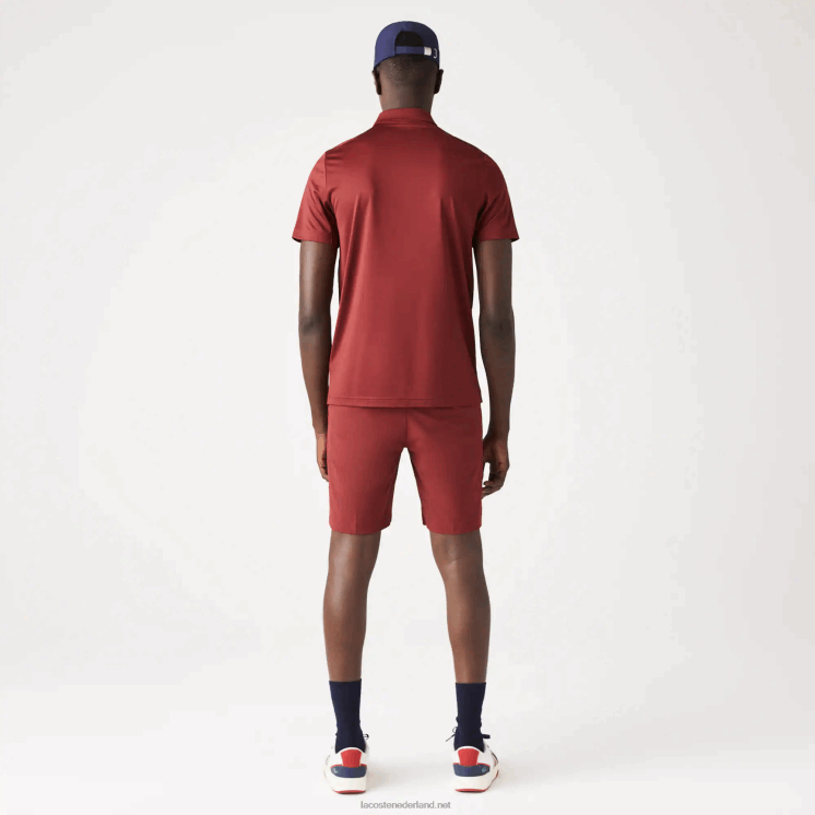 Lacoste sport golfpolo met driekleurige strepen 0828H825 bordeaux rood groen blauw yjy Heren