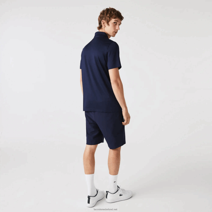 Lacoste sport golfpolo met driekleurige strepen 0828H826 marine wit blauw zf2 Heren