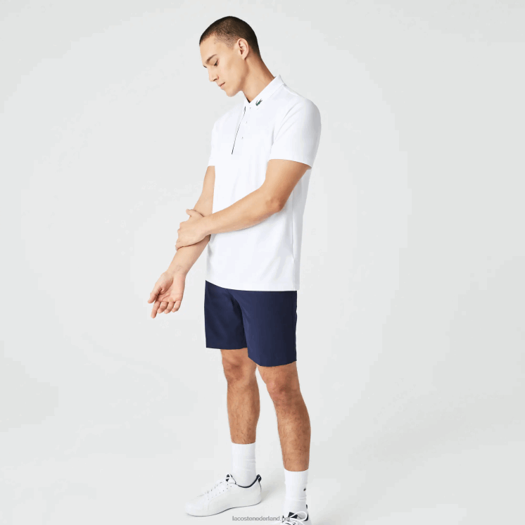 Lacoste sport jersey golfpoloshirt 0828H595 wit marineblauw 522 Heren