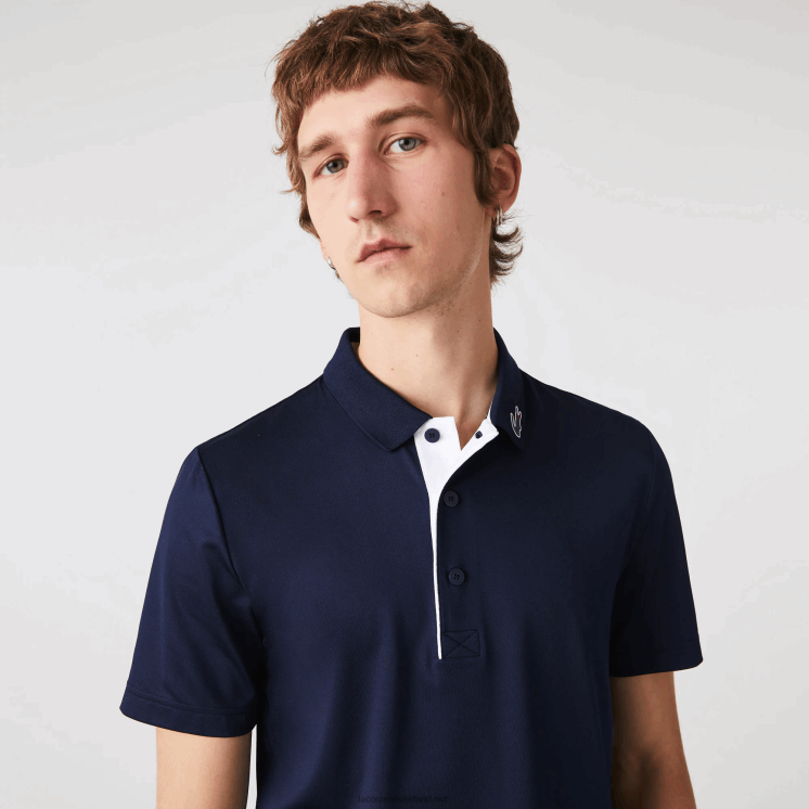 Lacoste sport jersey golfpoloshirt 0828H596 marineblauw wit 525 Heren