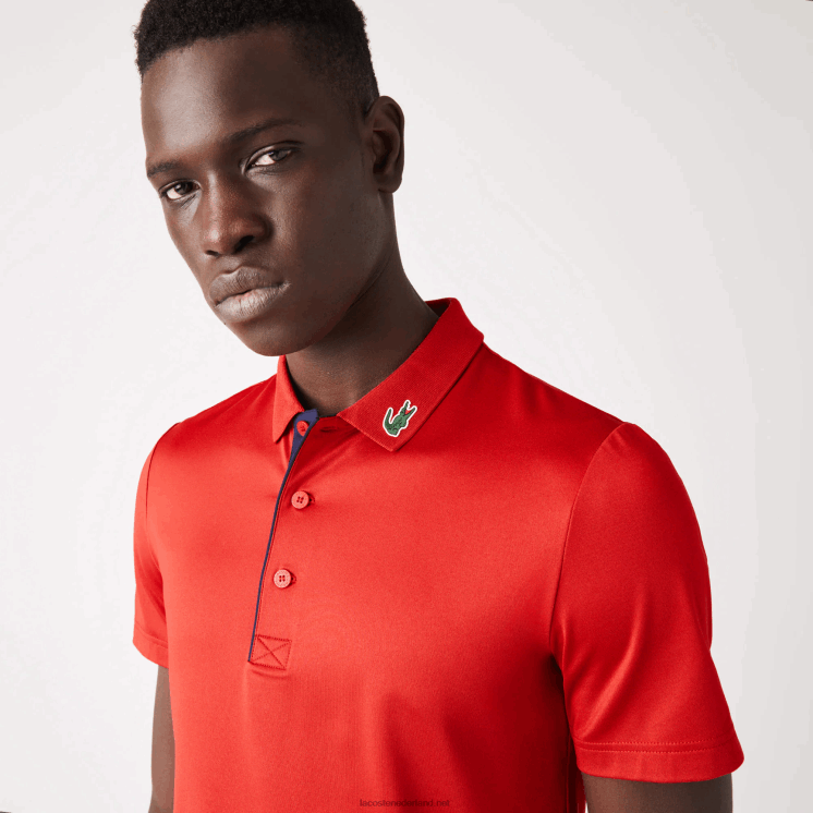 Lacoste sport jersey golfpoloshirt 0828H597 rood marineblauw 528 Heren