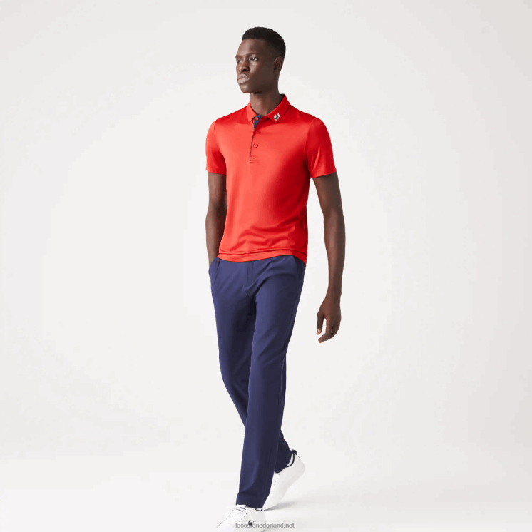 Lacoste sport jersey golfpoloshirt 0828H597 rood marineblauw 528 Heren