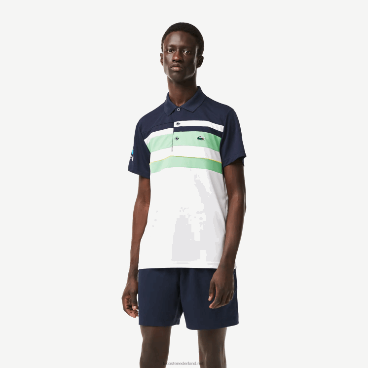 Lacoste sport miami open edition gestreept poloshirt 0828H238 blauw groen wit t3i Heren