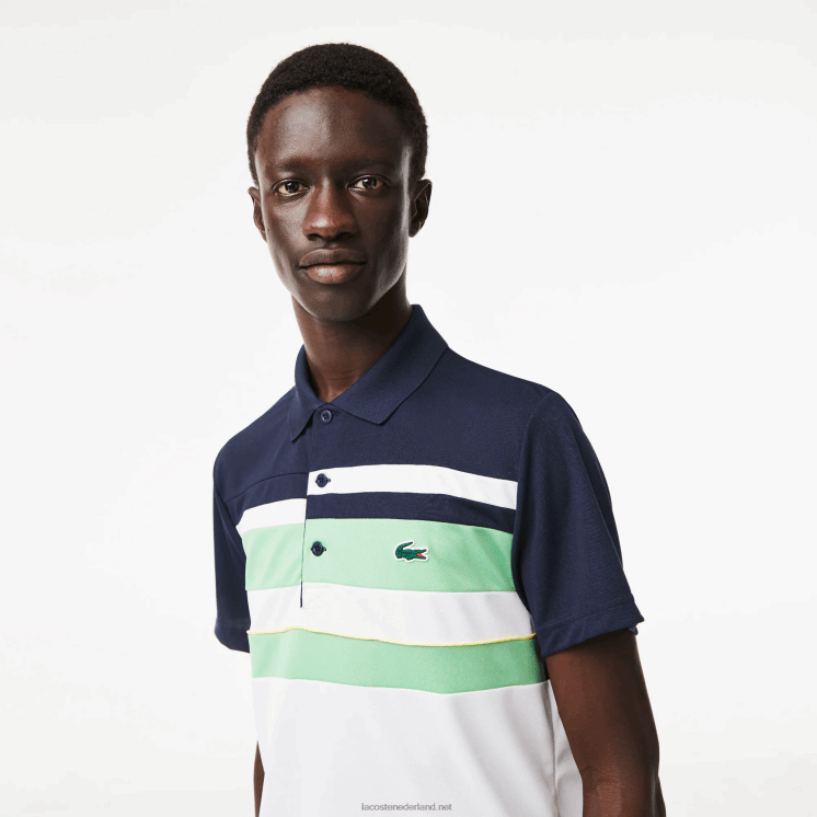 Lacoste sport miami open edition gestreept poloshirt 0828H238 blauw groen wit t3i Heren