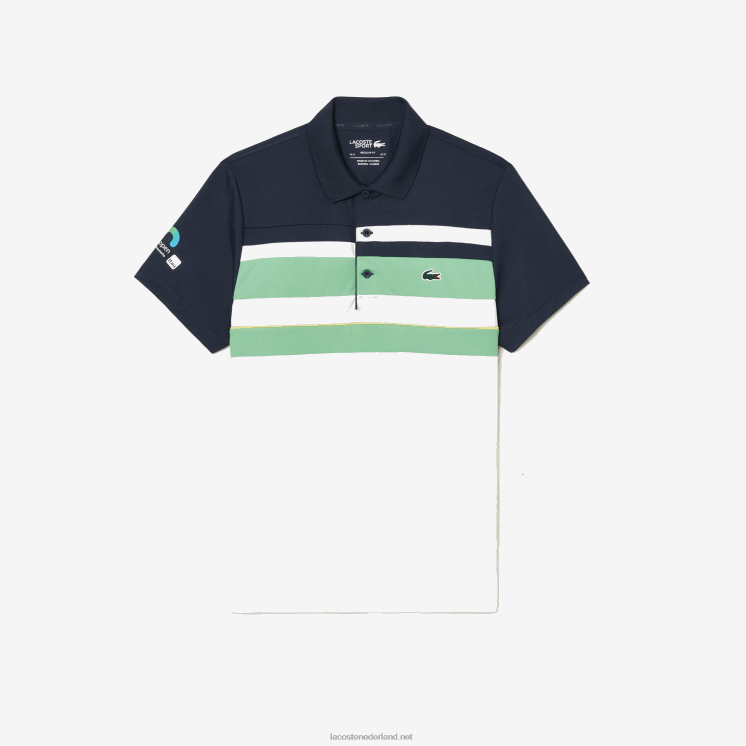 Lacoste sport miami open edition gestreept poloshirt 0828H238 blauw groen wit t3i Heren