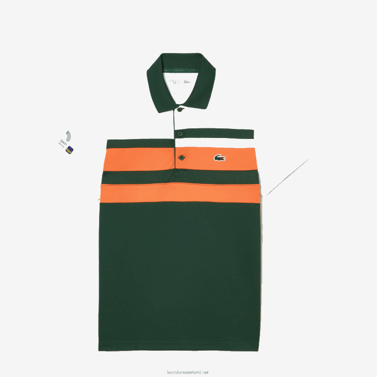 Lacoste sport miami open edition gestreept poloshirt 0828H239 wit oranje groen t0i Heren