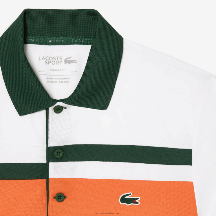 Lacoste sport miami open edition gestreept poloshirt 0828H239 wit oranje groen t0i Heren