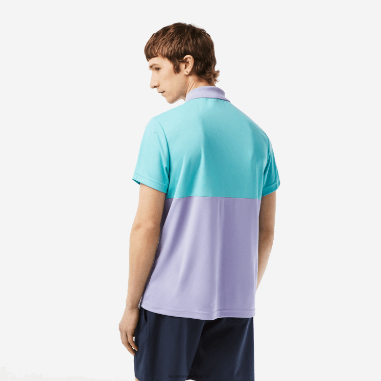 Lacoste sport miami open edition gestreept poloshirt 0828H240 turkoois blauw paars t2i Heren