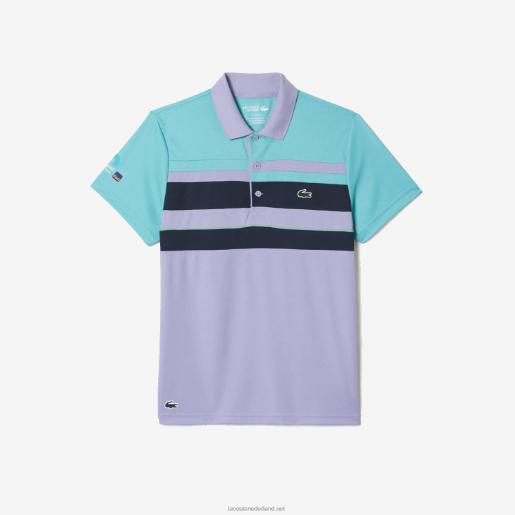 Lacoste sport miami open edition gestreept poloshirt 0828H240 turkoois blauw paars t2i Heren