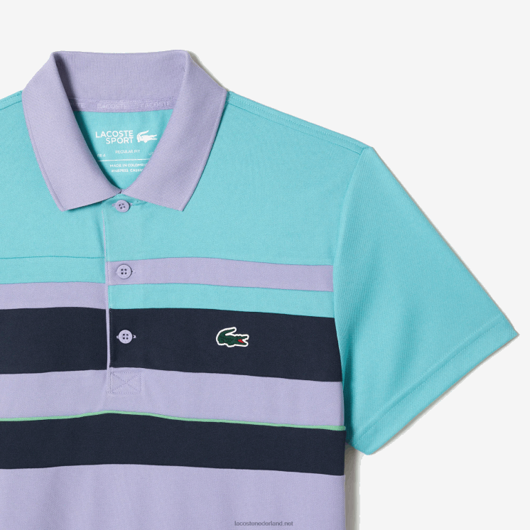Lacoste sport miami open edition gestreept poloshirt 0828H240 turkoois blauw paars t2i Heren