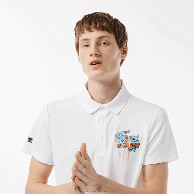 Lacoste sport miami pique polo met open editie 0828H205 wit 001 Heren