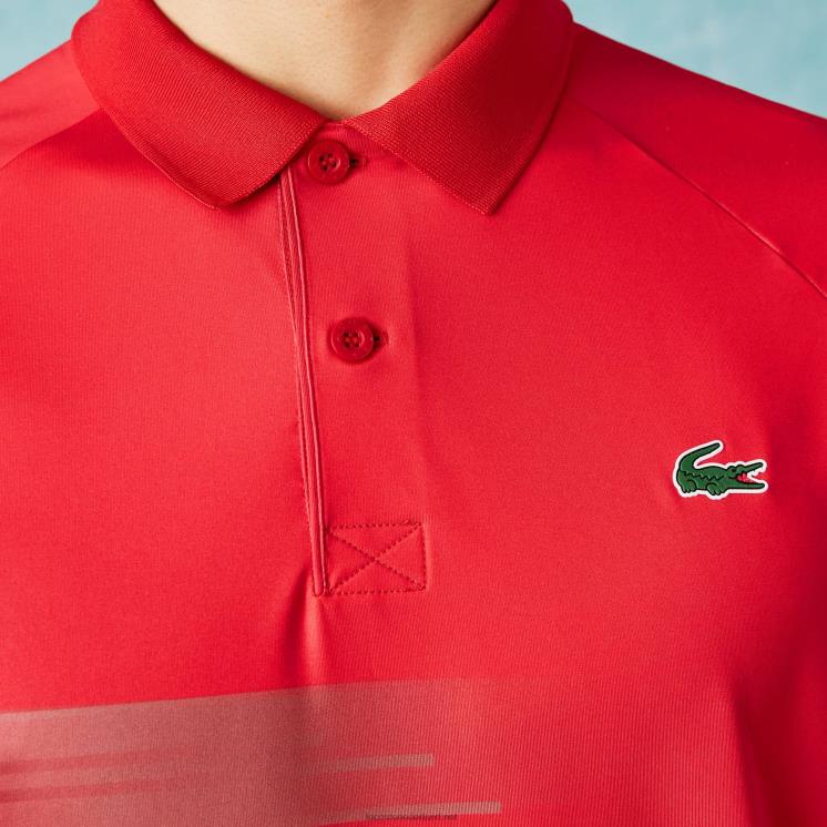 Lacoste sport novak djokovic print stretch polo 0828H929 rood wit c9u Heren