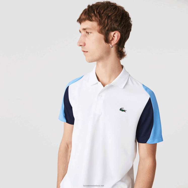 Lacoste sport regular fit piqué tennispolo die bestand is tegen hardlopen 0828H556 wit marineblauw 5j Heren