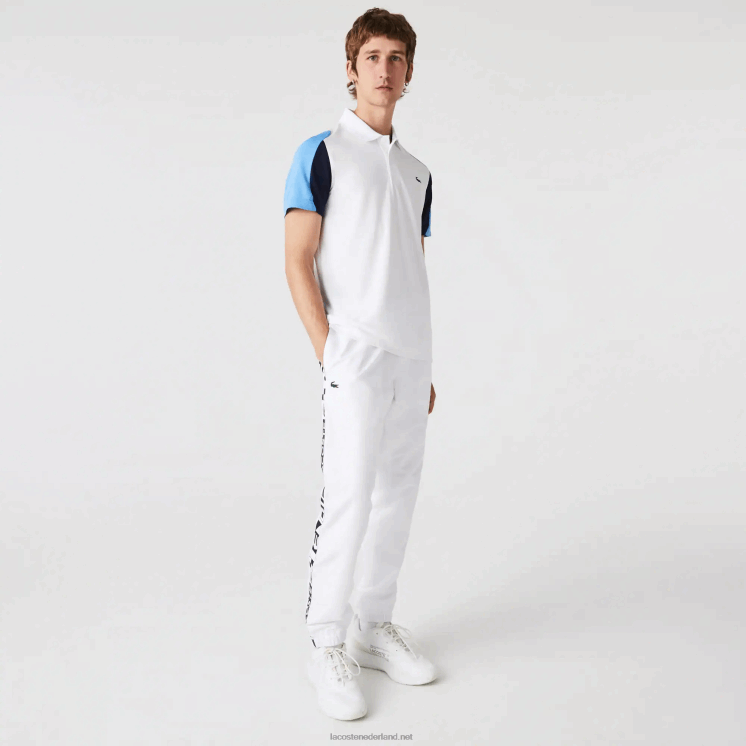 Lacoste sport regular fit piqué tennispolo die bestand is tegen hardlopen 0828H556 wit marineblauw 5j Heren