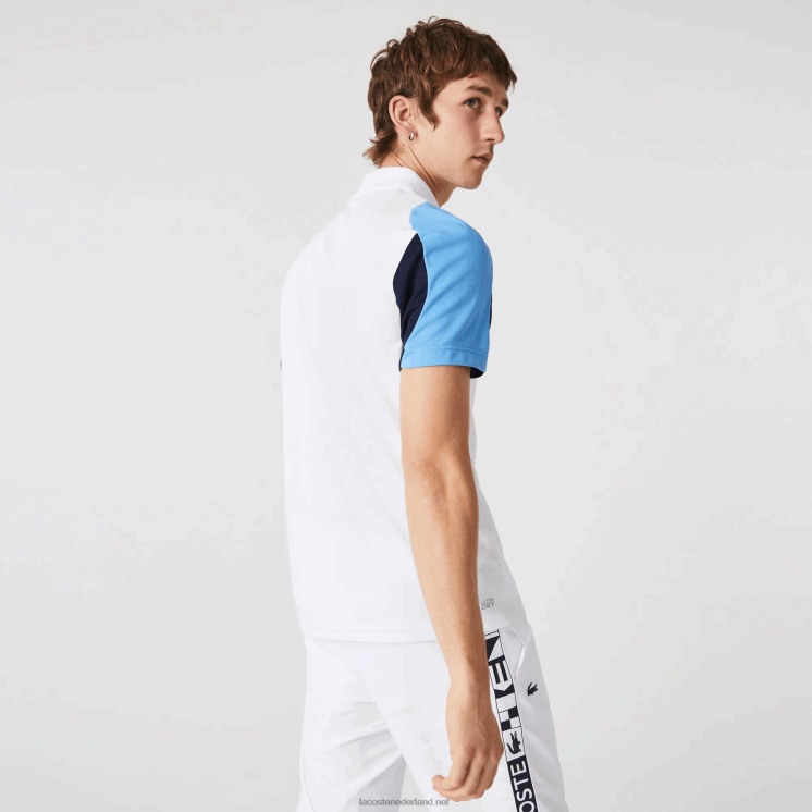 Lacoste sport regular fit piqué tennispolo die bestand is tegen hardlopen 0828H556 wit marineblauw 5j Heren