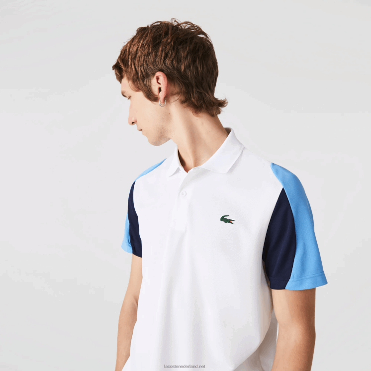 Lacoste sport regular fit piqué tennispolo die bestand is tegen hardlopen 0828H556 wit marineblauw 5j Heren