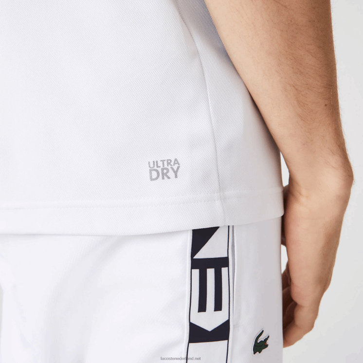 Lacoste sport regular fit piqué tennispolo die bestand is tegen hardlopen 0828H556 wit marineblauw 5j Heren