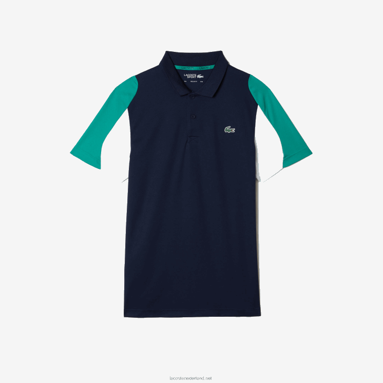 Lacoste sport regular fit piqué tennispolo die bestand is tegen hardlopen 0828H557 marineblauw groen wit yj2 Heren