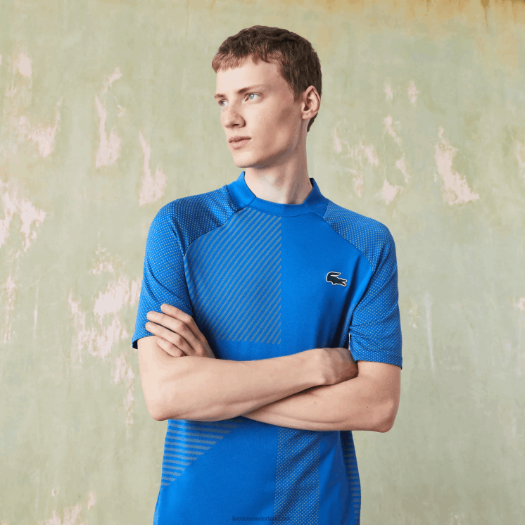 Lacoste sport slim fit naadloze tennispolo 0828H771 blauw geel pth Heren