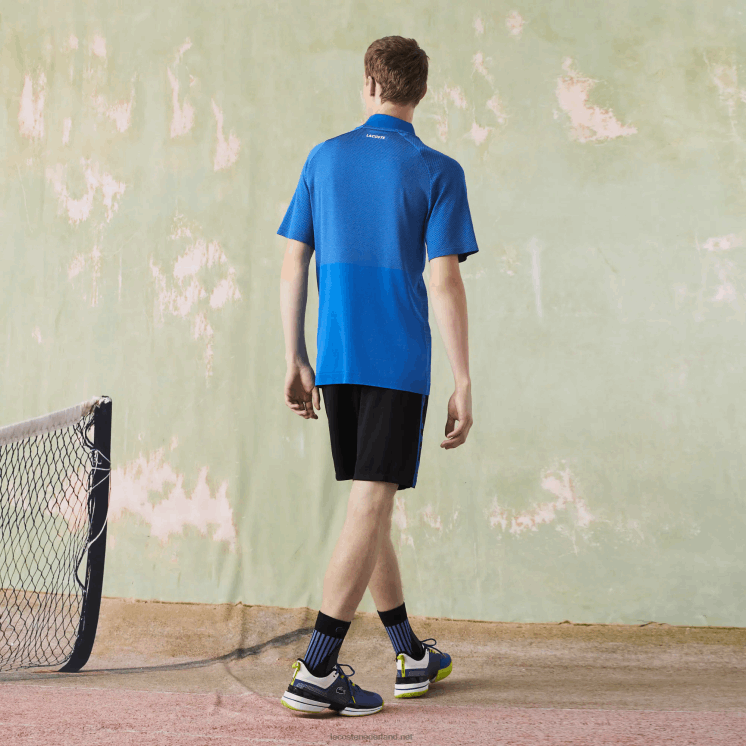 Lacoste sport slim fit naadloze tennispolo 0828H771 blauw geel pth Heren