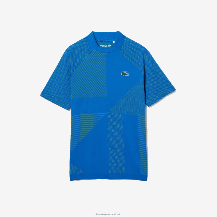 Lacoste sport slim fit naadloze tennispolo 0828H771 blauw geel pth Heren