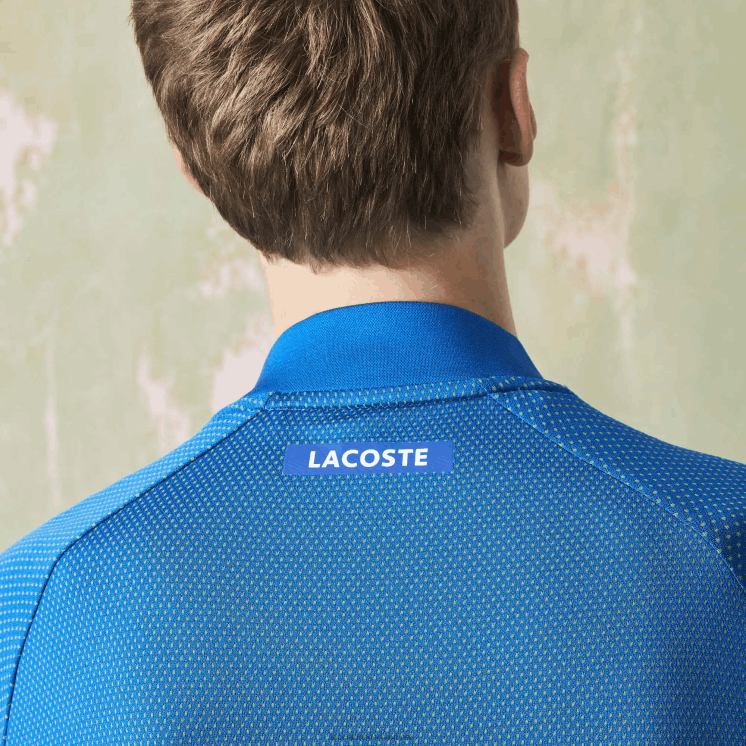 Lacoste sport slim fit naadloze tennispolo 0828H771 blauw geel pth Heren