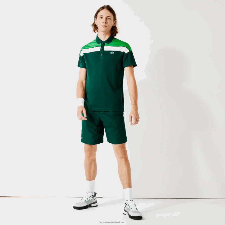 Lacoste sport thermoregulerende piqué polo met normale pasvorm 0828H1312 groen zwart wit zqg Heren