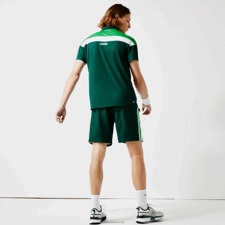 Lacoste sport thermoregulerende piqué polo met normale pasvorm 0828H1312 groen zwart wit zqg Heren