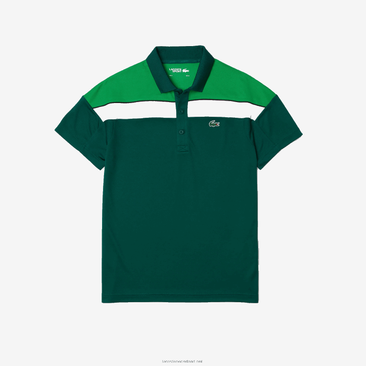 Lacoste sport thermoregulerende piqué polo met normale pasvorm 0828H1312 groen zwart wit zqg Heren