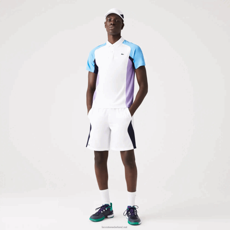 Lacoste sport thermoregulerende piqué tennispolo 0828H779 wit marineblauw paars 6hu Heren