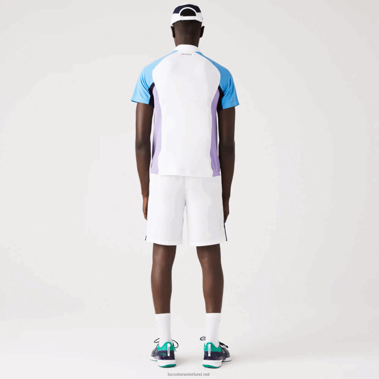 Lacoste sport thermoregulerende piqué tennispolo 0828H779 wit marineblauw paars 6hu Heren