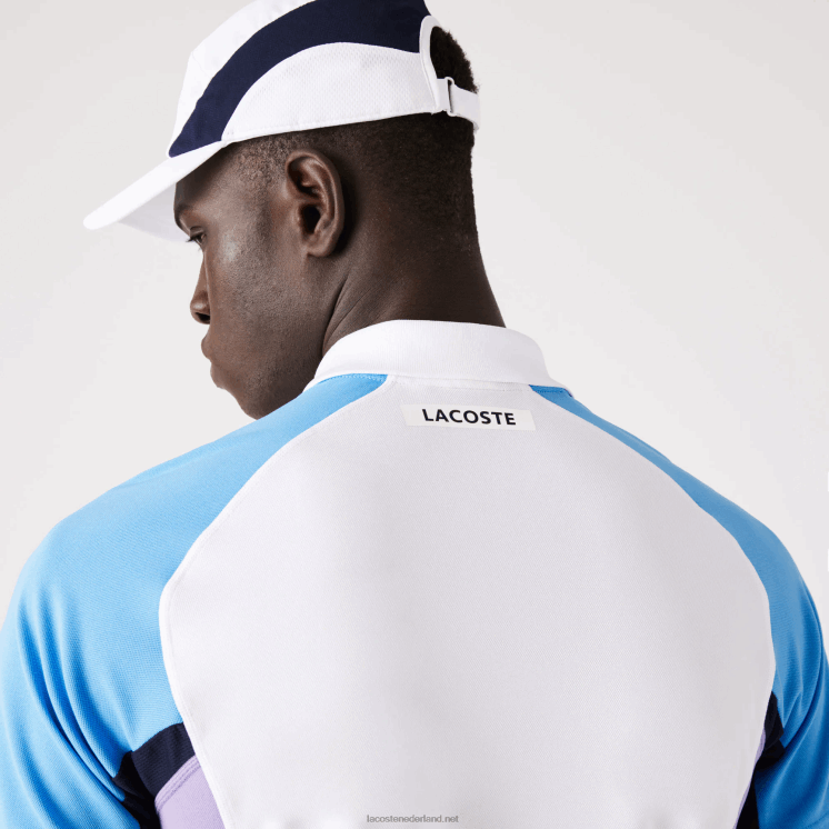 Lacoste sport thermoregulerende piqué tennispolo 0828H779 wit marineblauw paars 6hu Heren
