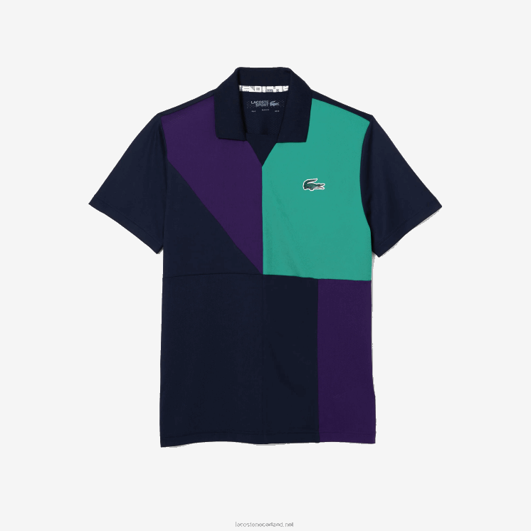 Lacoste sport ultradroge piqué tennispolo 0828H784 marineblauw paars groen xc3 Heren