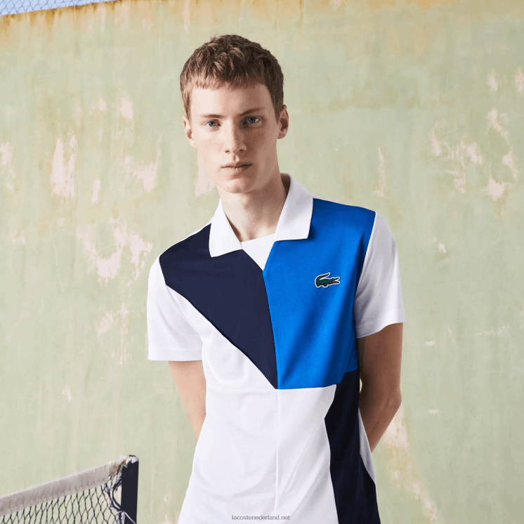 Lacoste sport ultradroge piqué tennispolo 0828H785 wit zwart blauw x87 Heren