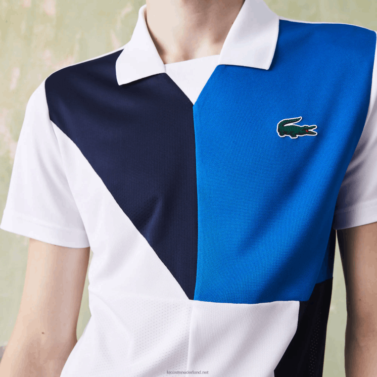 Lacoste sport ultradroge piqué tennispolo 0828H785 wit zwart blauw x87 Heren